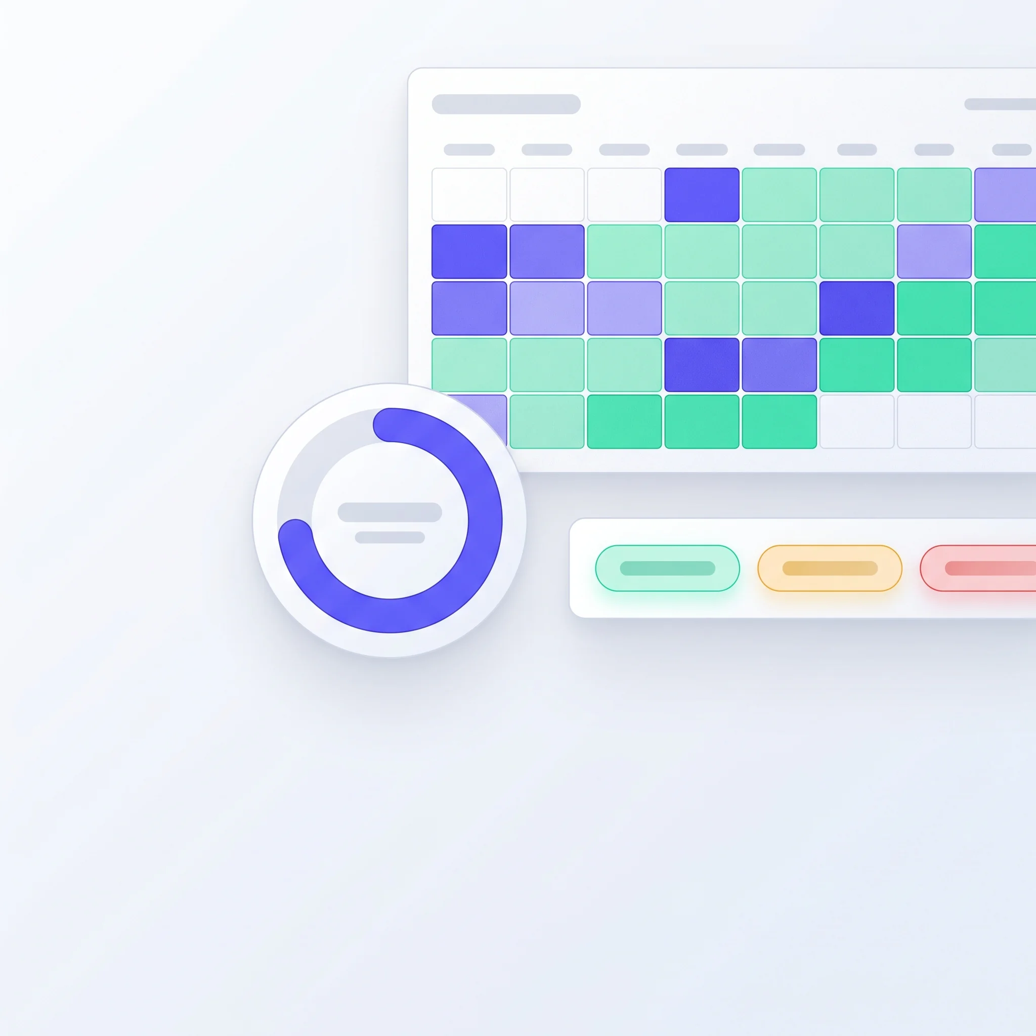 Compliance monitoring dashboard with testing calendar, progress gauge and RAG statuses