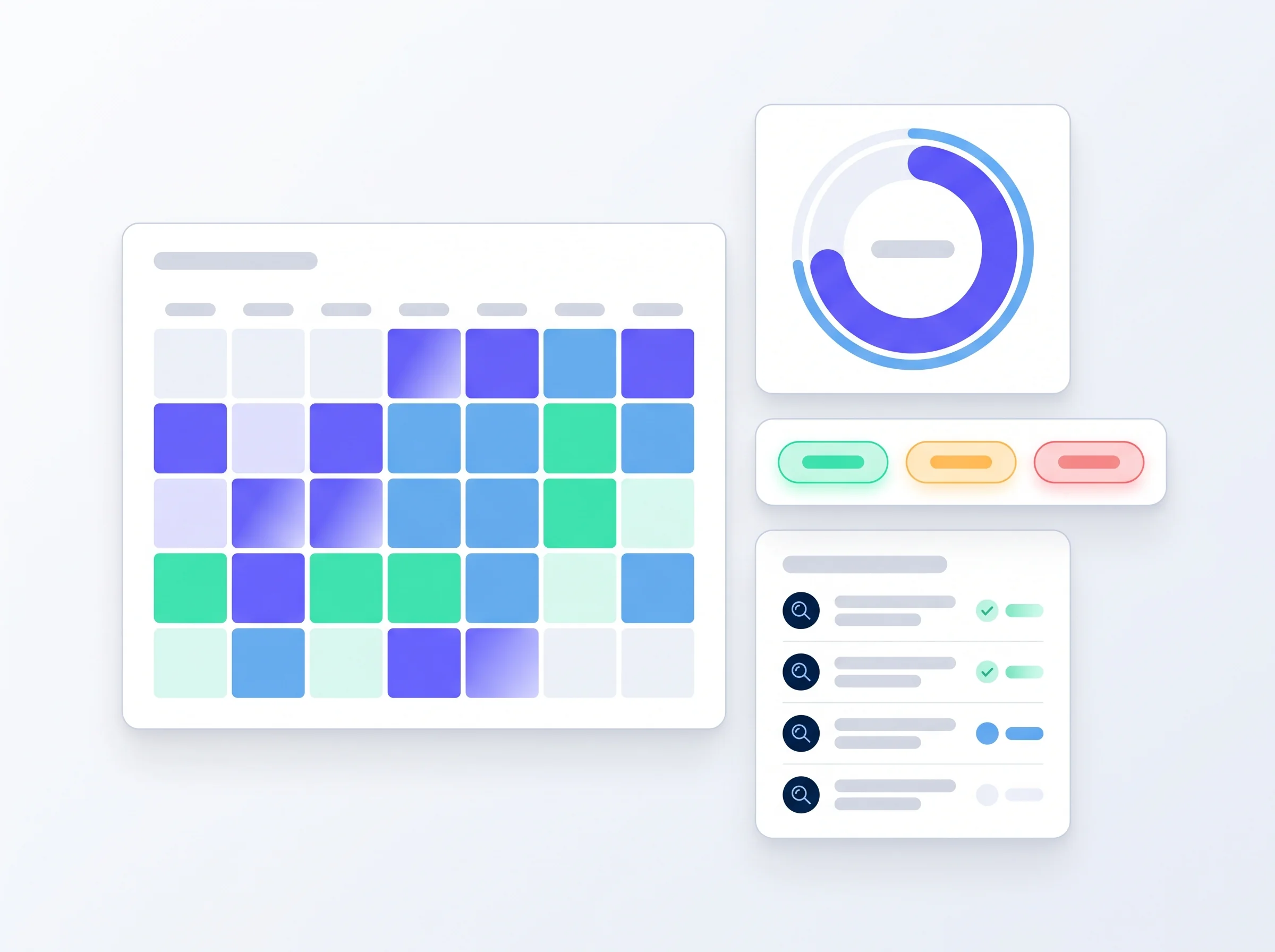 Compliance monitoring dashboard with a testing calendar, progress gauge and RAG statuses